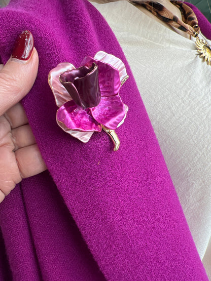 Magnetic Brooch Magenta & Pink Flower