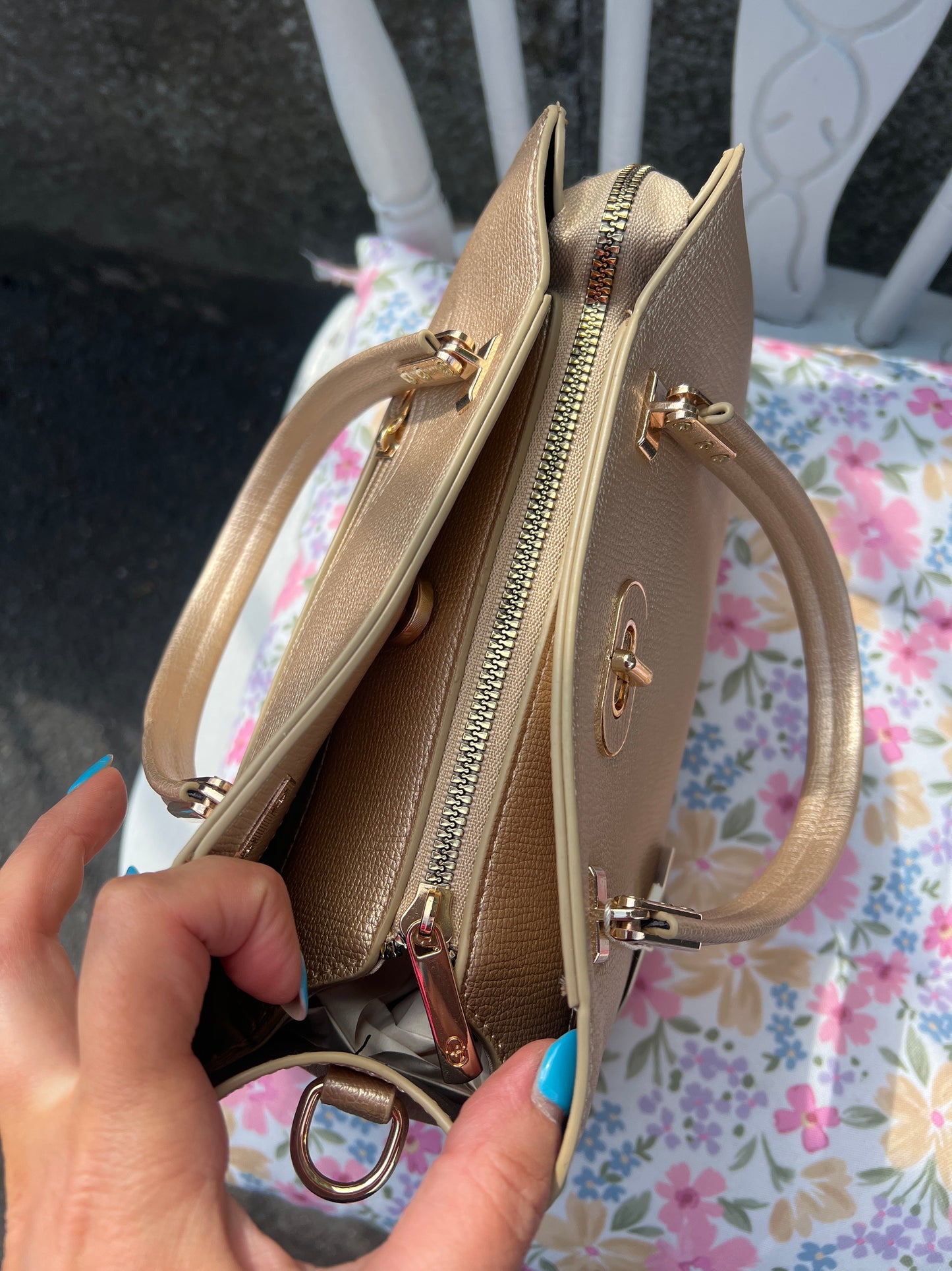 Gold Metallic Tote Bag/Crossbody