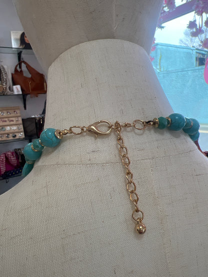 Turquoise & Gold Statement Necklace