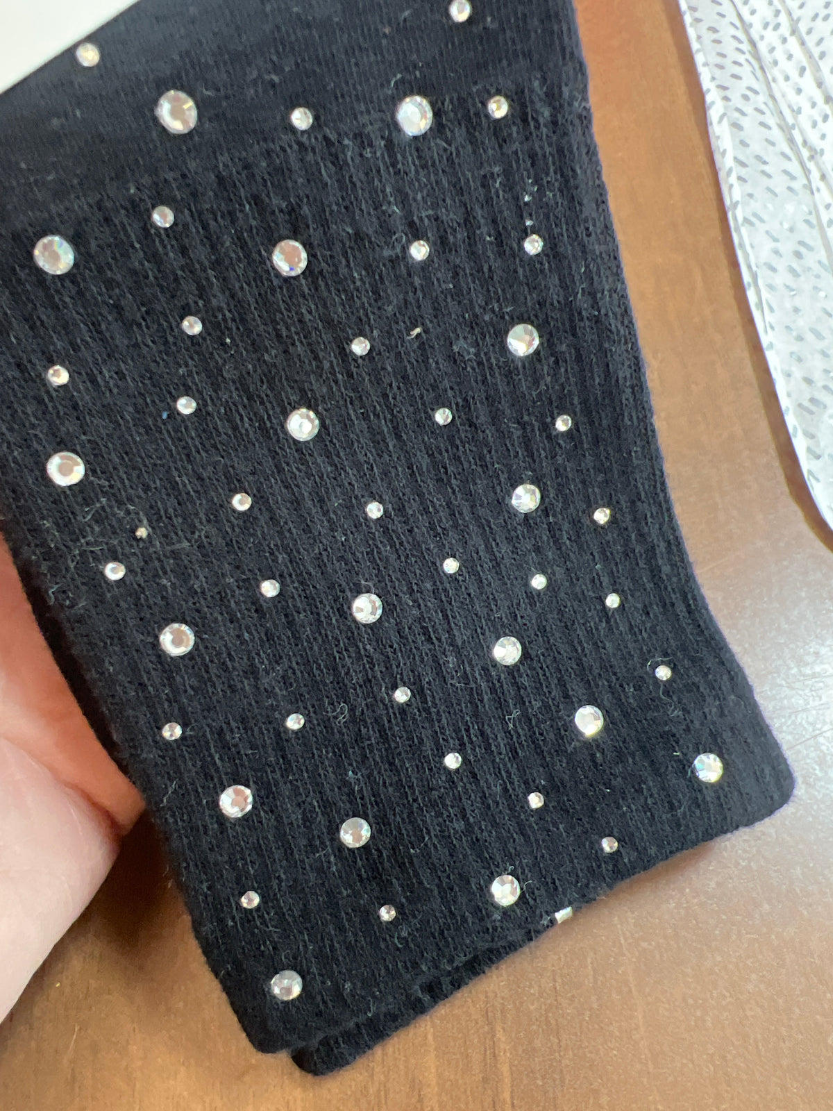 Black Socks Crystal Detail