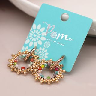 POM Rose Gold Mixed Bead Sunburst Earrings