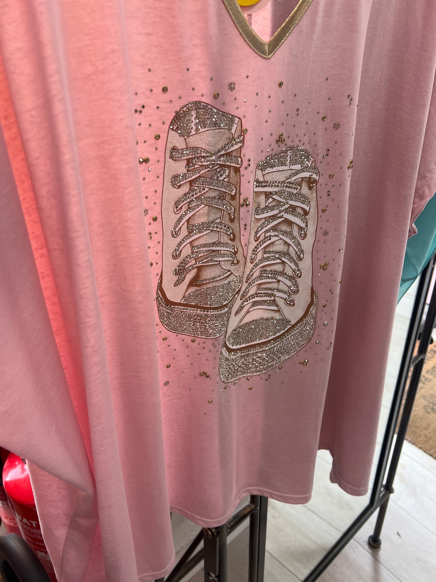 Dusty Pink Sparkle Trainer Oversized Top