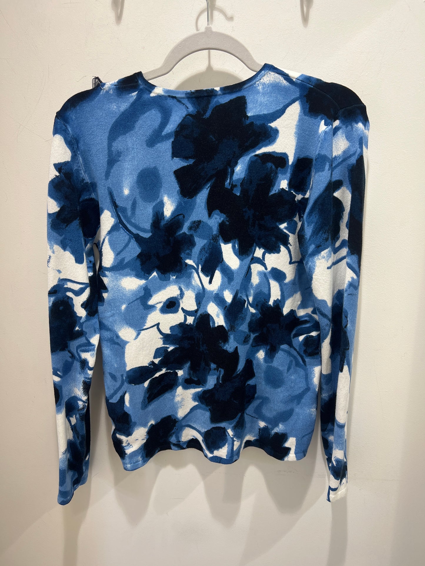 Rita Blue & White Fine Knit Jumper Crystal Design