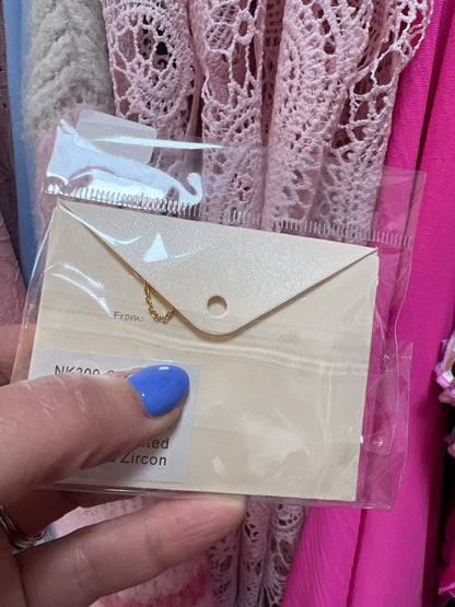 Gold Plated Hummingbird Necklace with Cubic Zirconia & Pink Detail