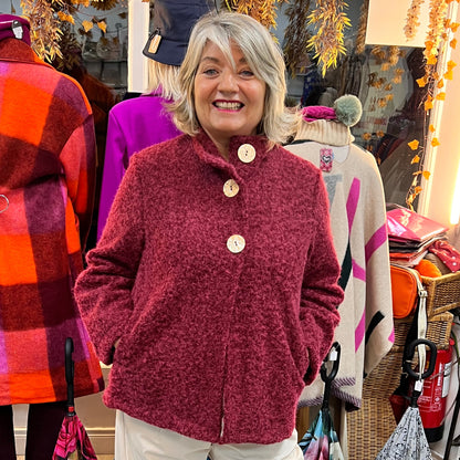 Wool Effect Jacket Wine Gold Buttons (8-16)