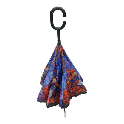Upside Down Umbrella Purple & Orange Lady