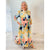 Dorothy Cream Navy & Pastels Print Dress High Neckline