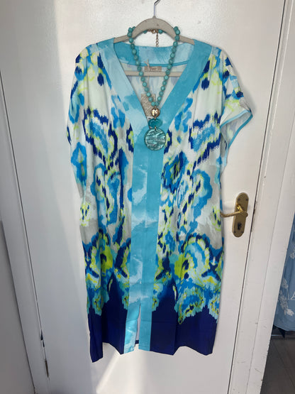 Turquoise, Blue & Lime Crystal Embellished Midi Dress