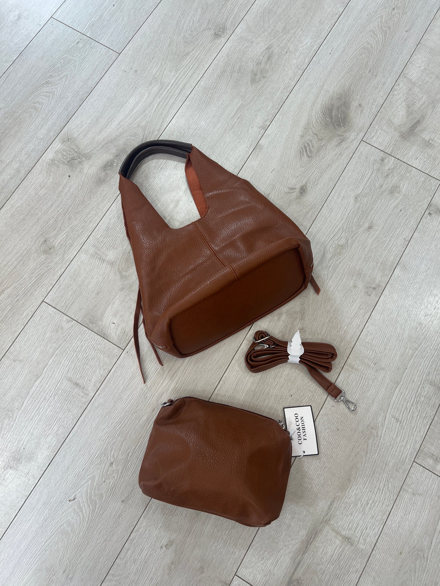 Tan Soft Leatherette Shoulder Bag