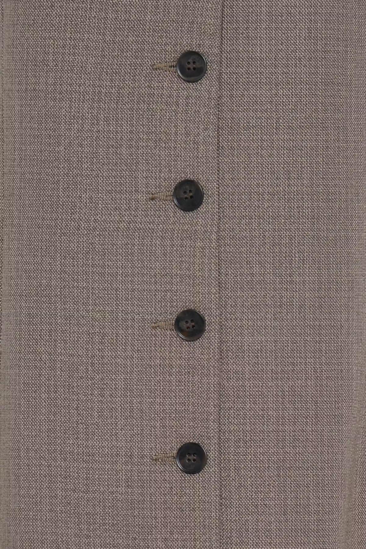 FRANSA Taupe Button Front Pinafore Dress