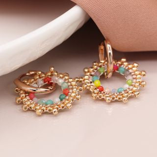 POM Rose Gold Mixed Bead Sunburst Earrings