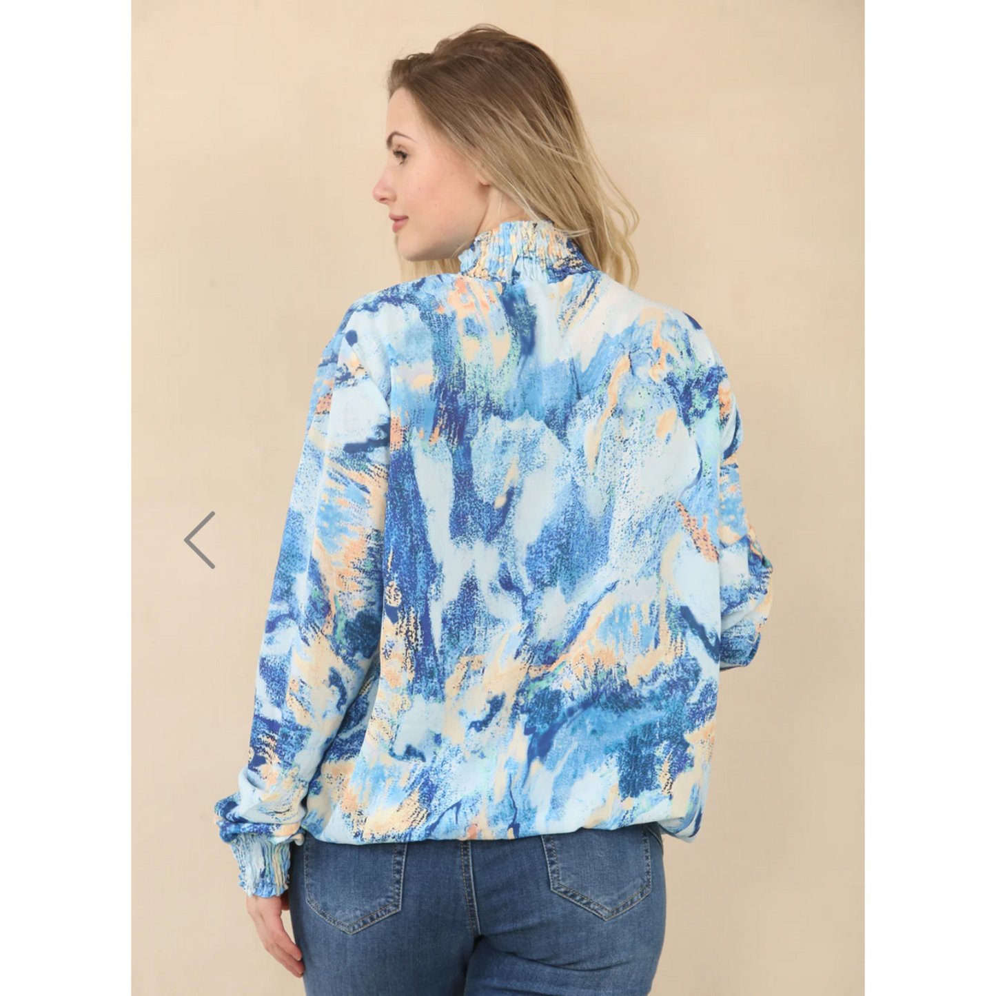 Pixie Tie Dye High Neck Top Blue