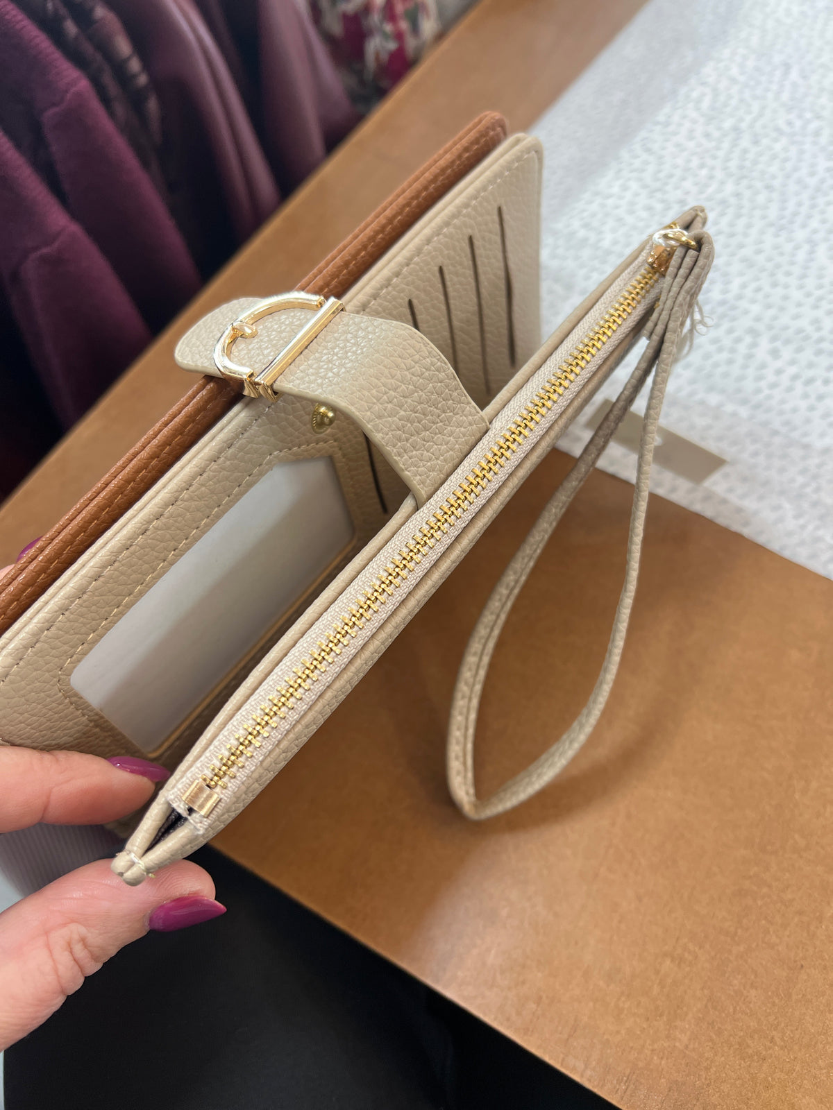 Tan & Beige Wristlet Wallet
