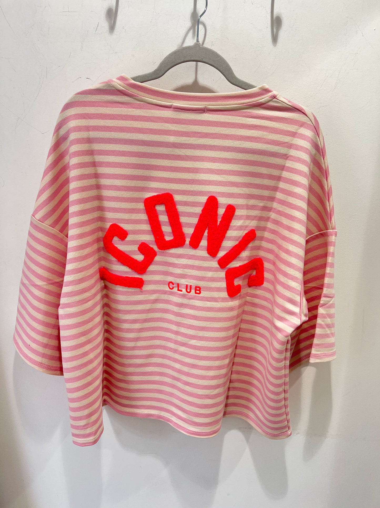 Iconic Club Pink & Cream Stripe Oversized Cotton T-Shirt