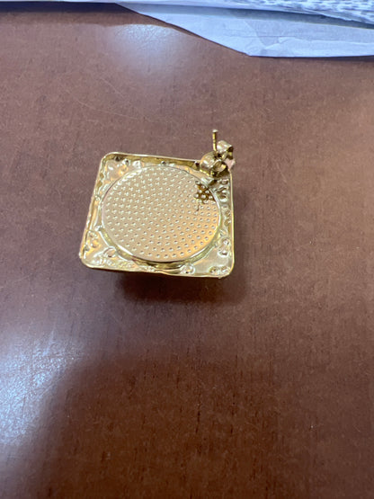 Cream & Gold Square Statement Earrings