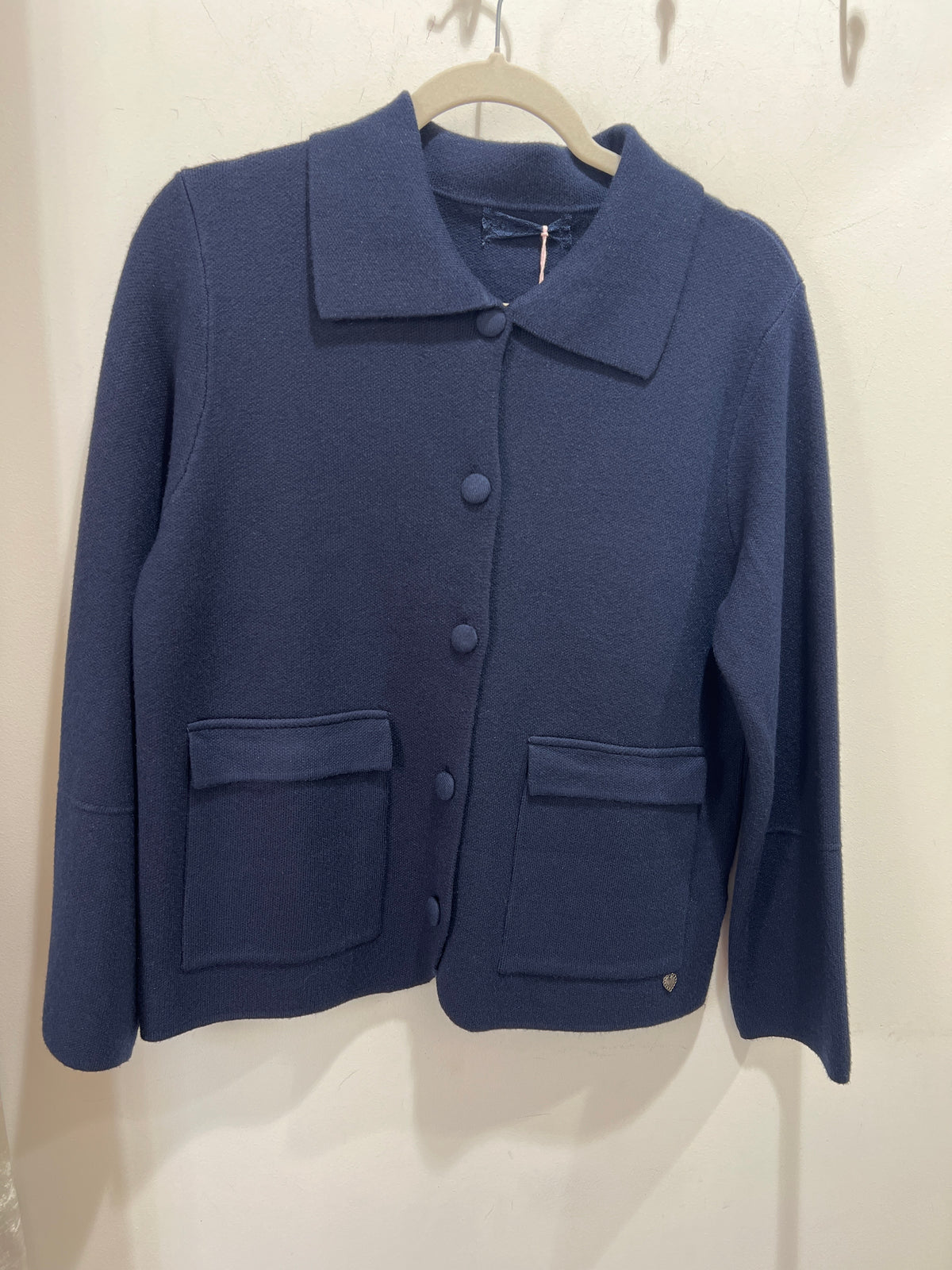 Aria Navy Cardigan Front Pockets