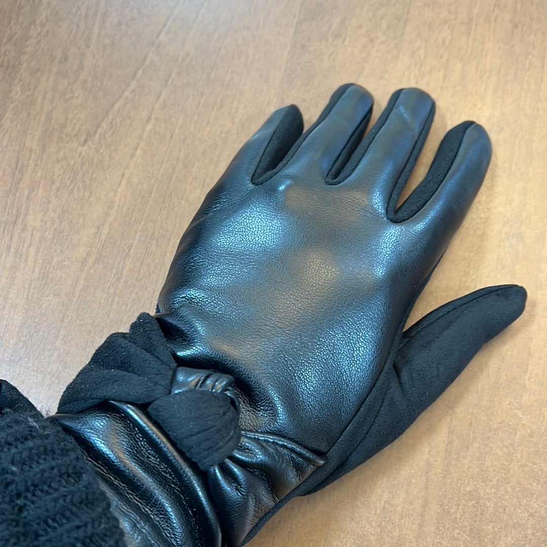 Emer Leatherette/Suedette Gloves Knot Design