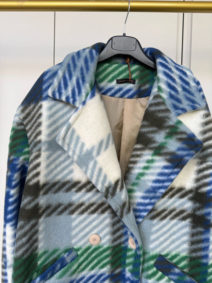 Checked Coat Cream/Blue/Green (Fits 8-18)