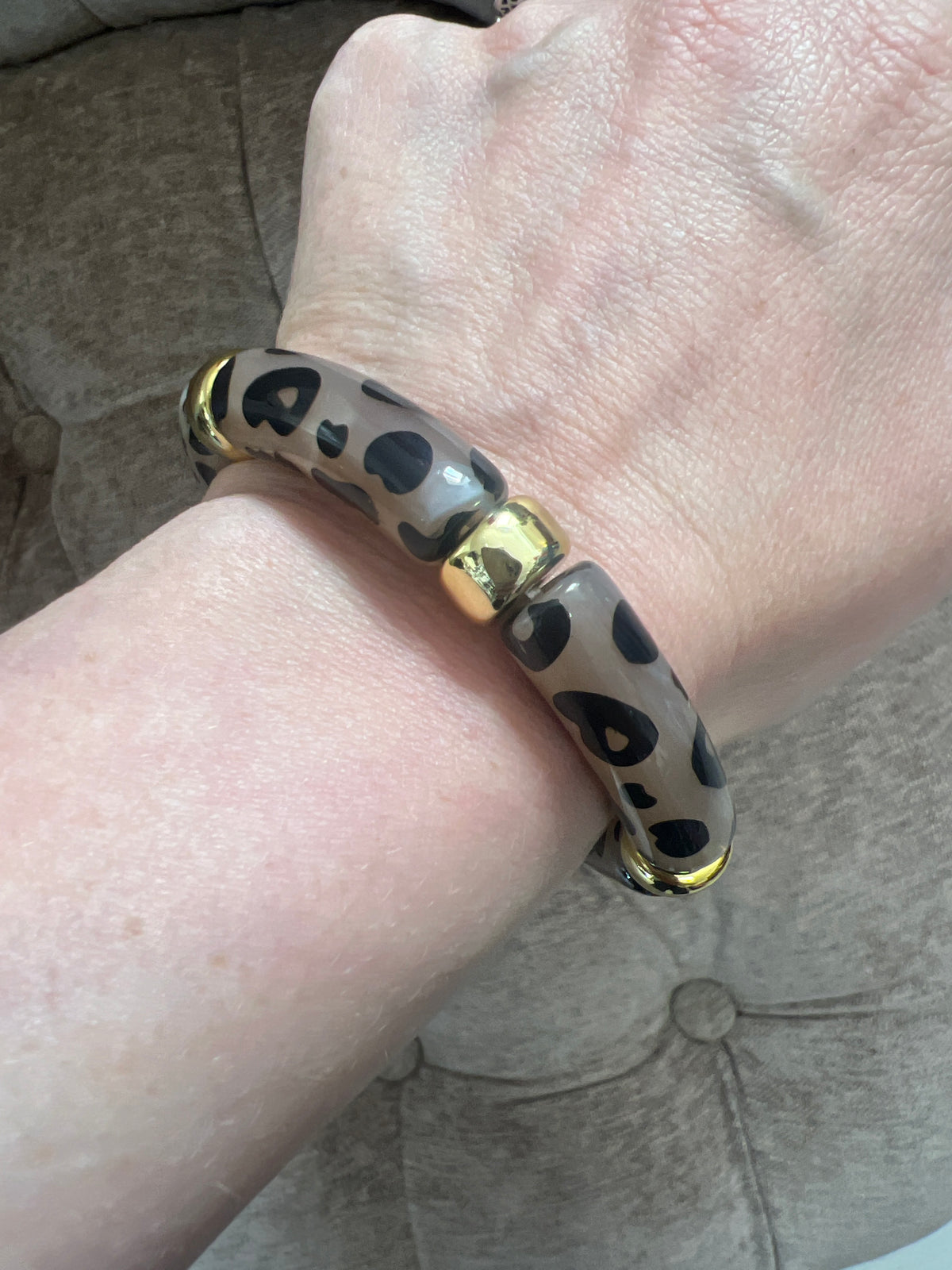 Taupe Leopard Print Elasticated Bangle