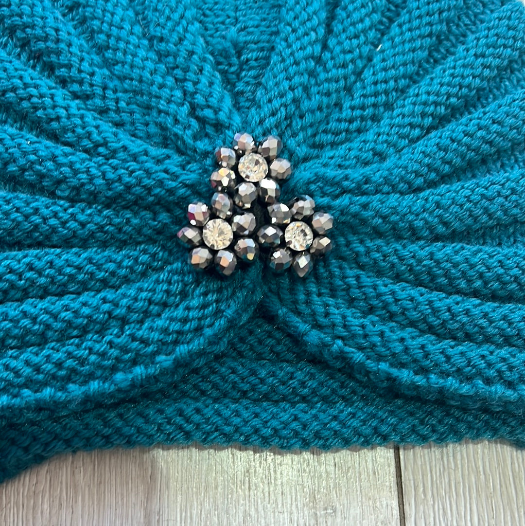 Knitted Turban Style Hats with Embellishment