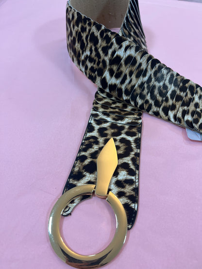 Leopard Elasticated Belt Gold Buckle