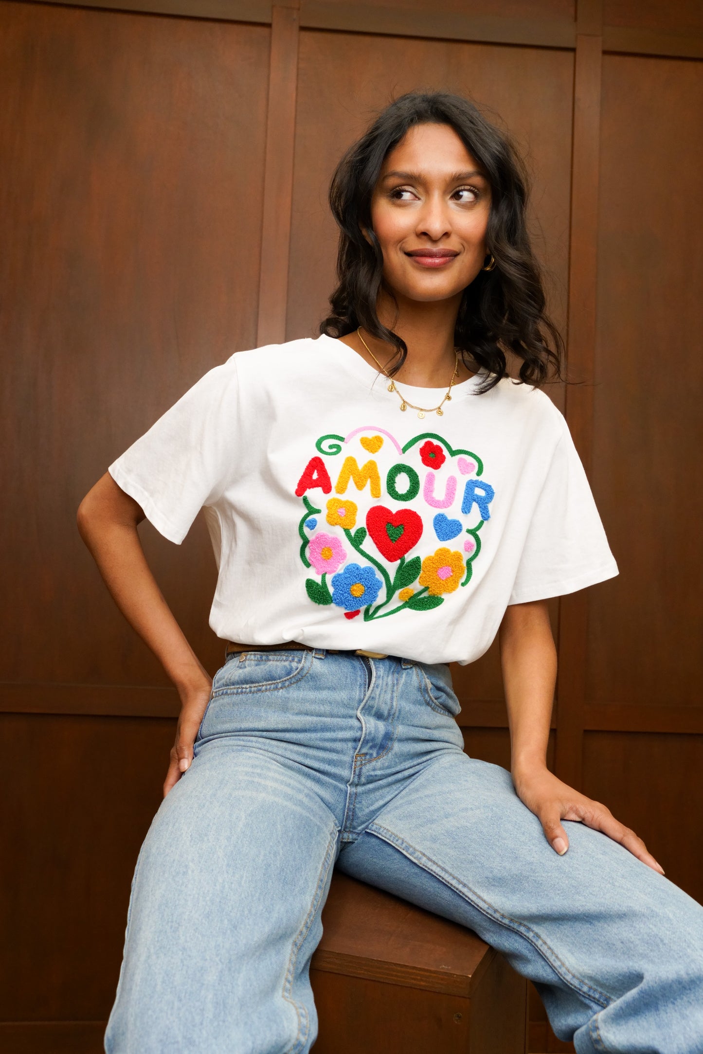 Amour Floral Graphic T-Shirt White