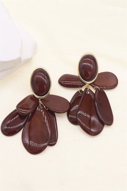 Brown/Gold Clip On Statement Earrings