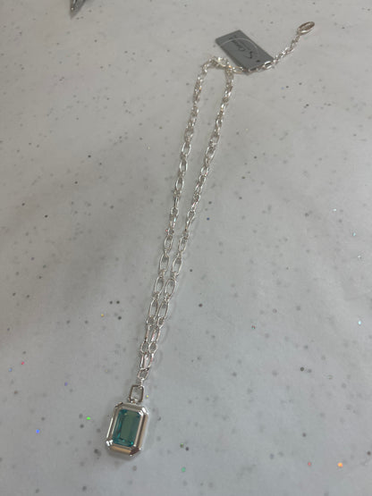Aqua & Silver Pendant & Drop Earrings Set