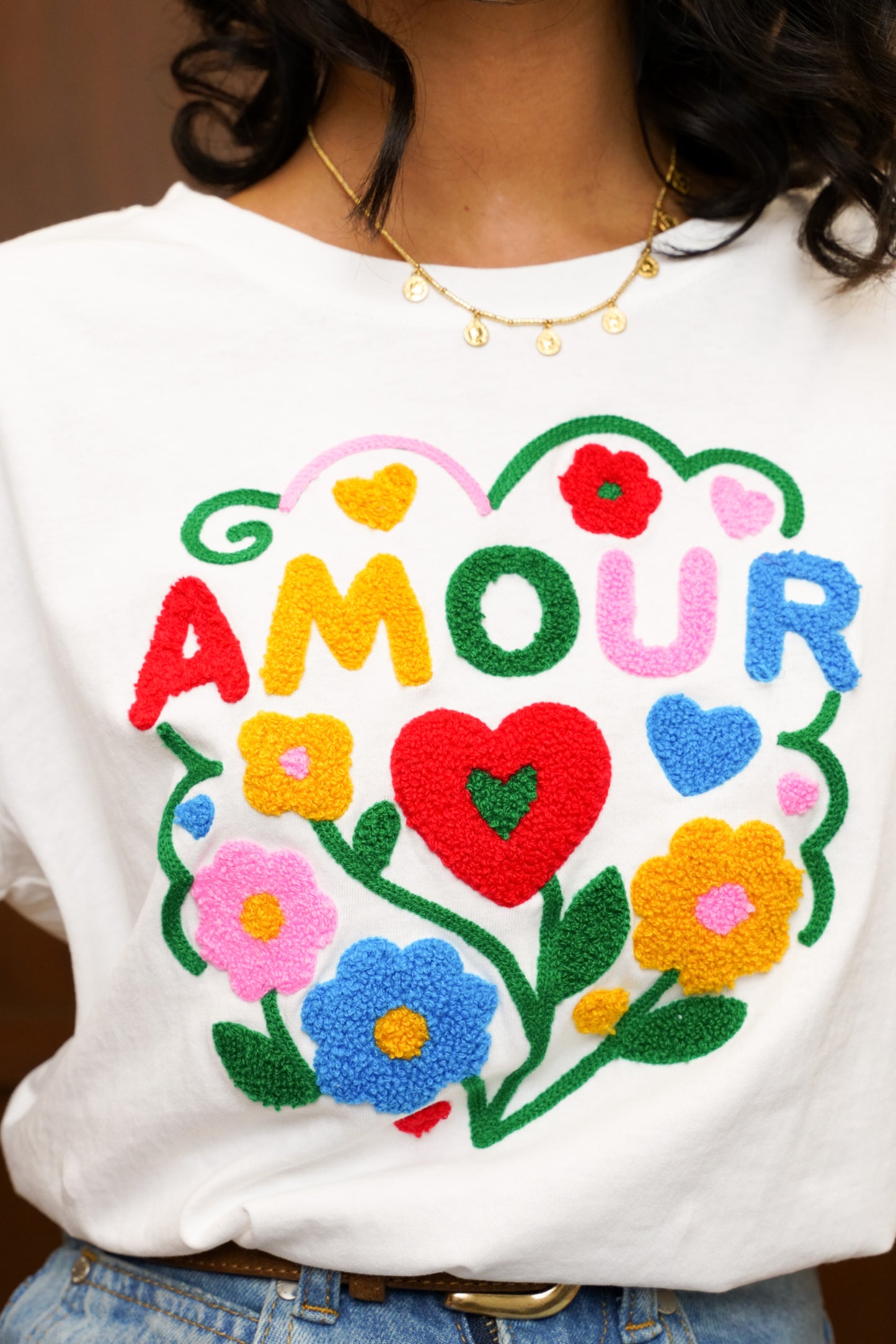 Amour Floral Graphic T-Shirt White