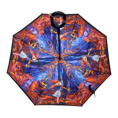 Upside Down Umbrella Purple & Orange Lady