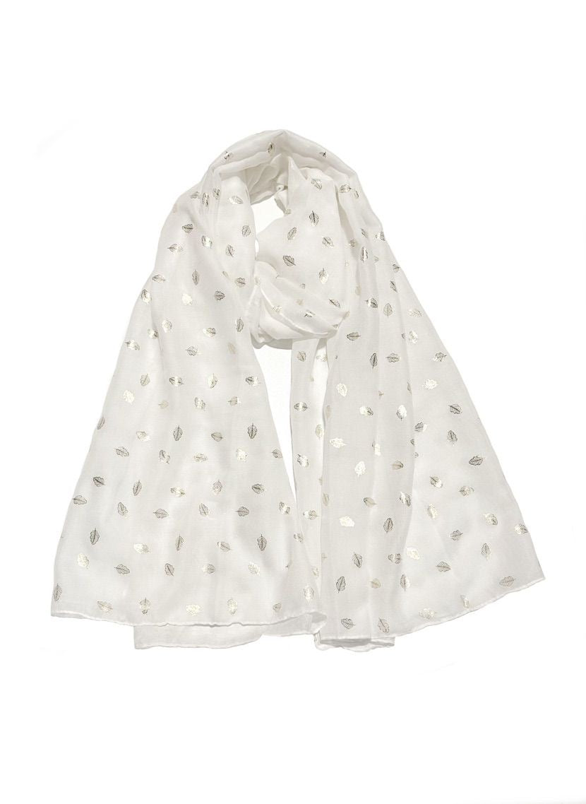 Lightweight Scarf Gold Metallic Leaves (6 Colours)