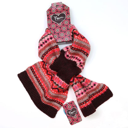 POM Red & Brown Mix Recycled Pull Through Scarf