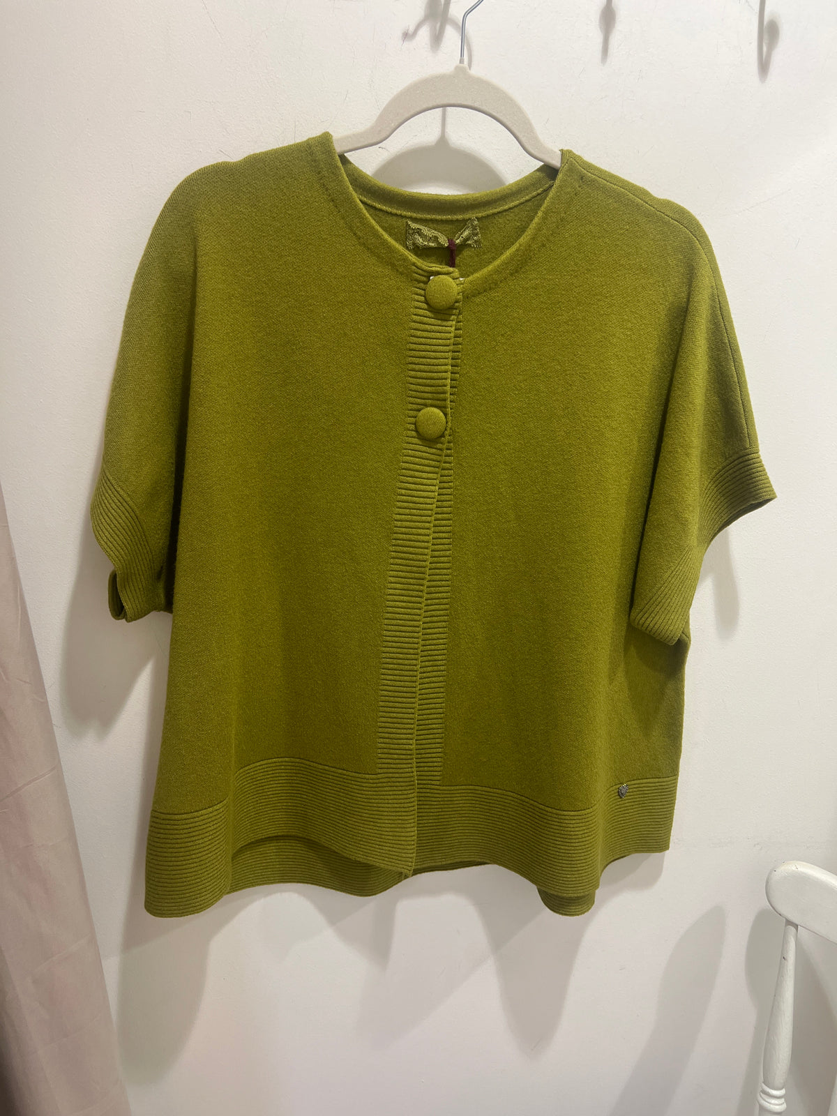 Chartreuse Green Half  Sleeved Cardigan