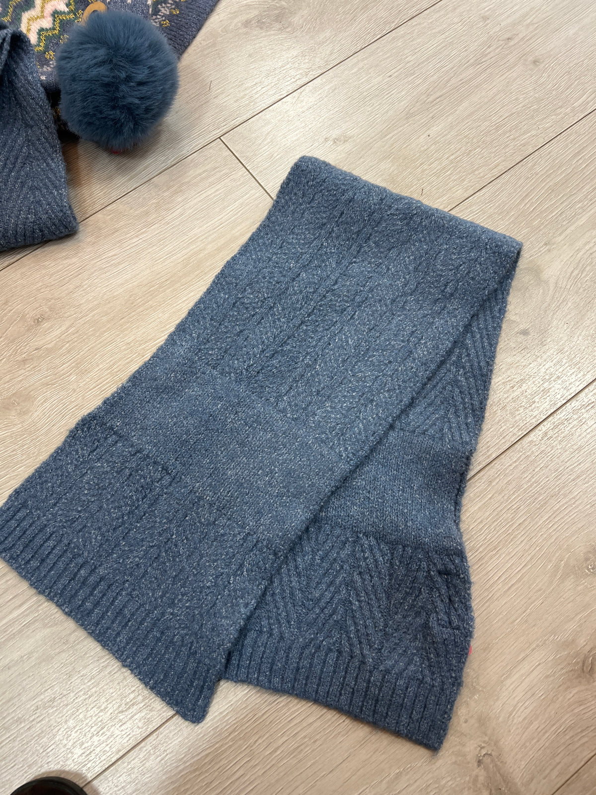 POM Blue Knit Collar Scarf