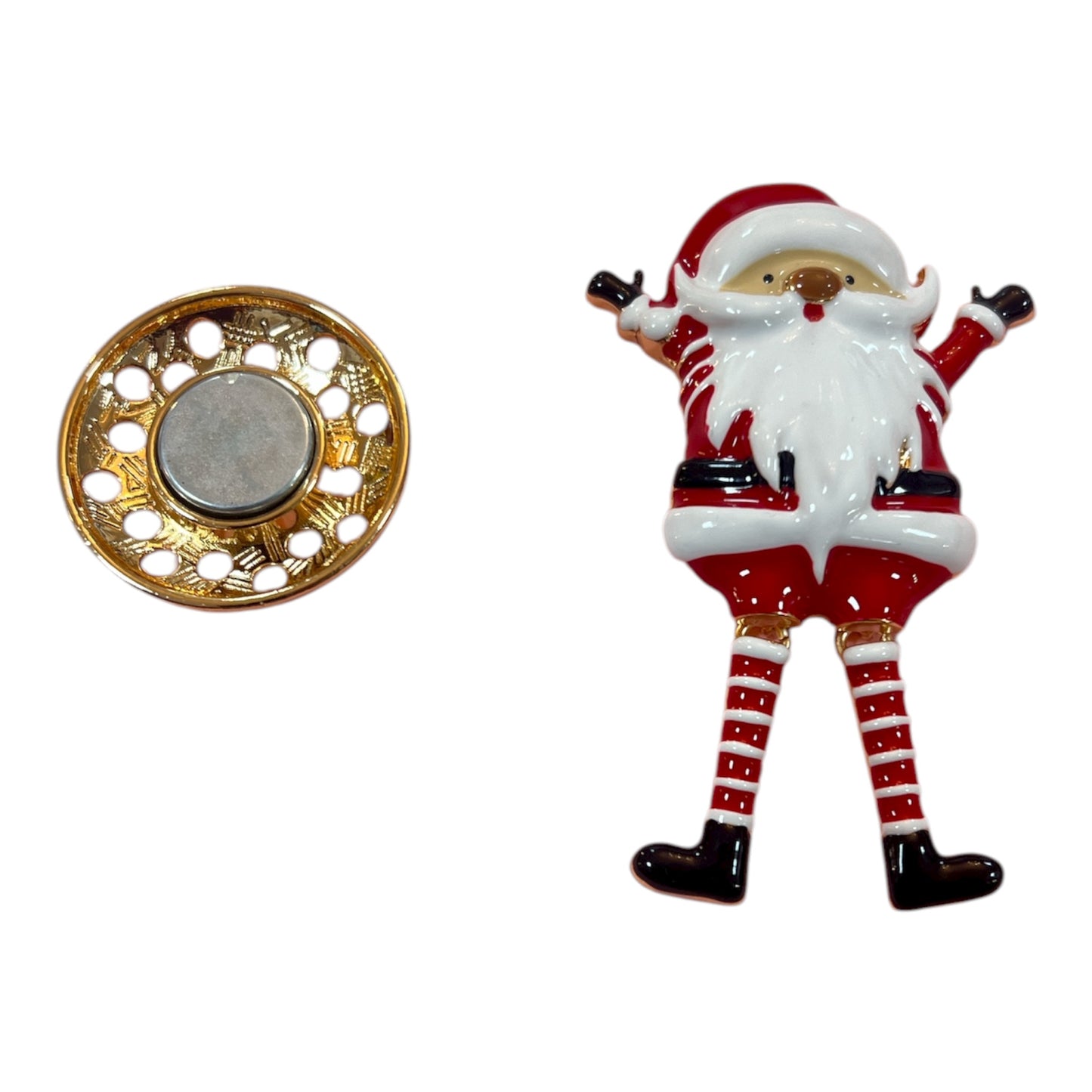 Magnetic Brooch Dangling Santa Claus