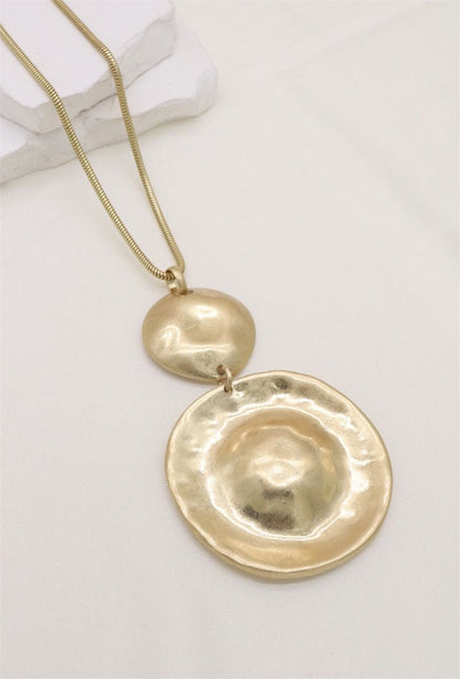 Long Metal Pendant Necklace (2 Colours)