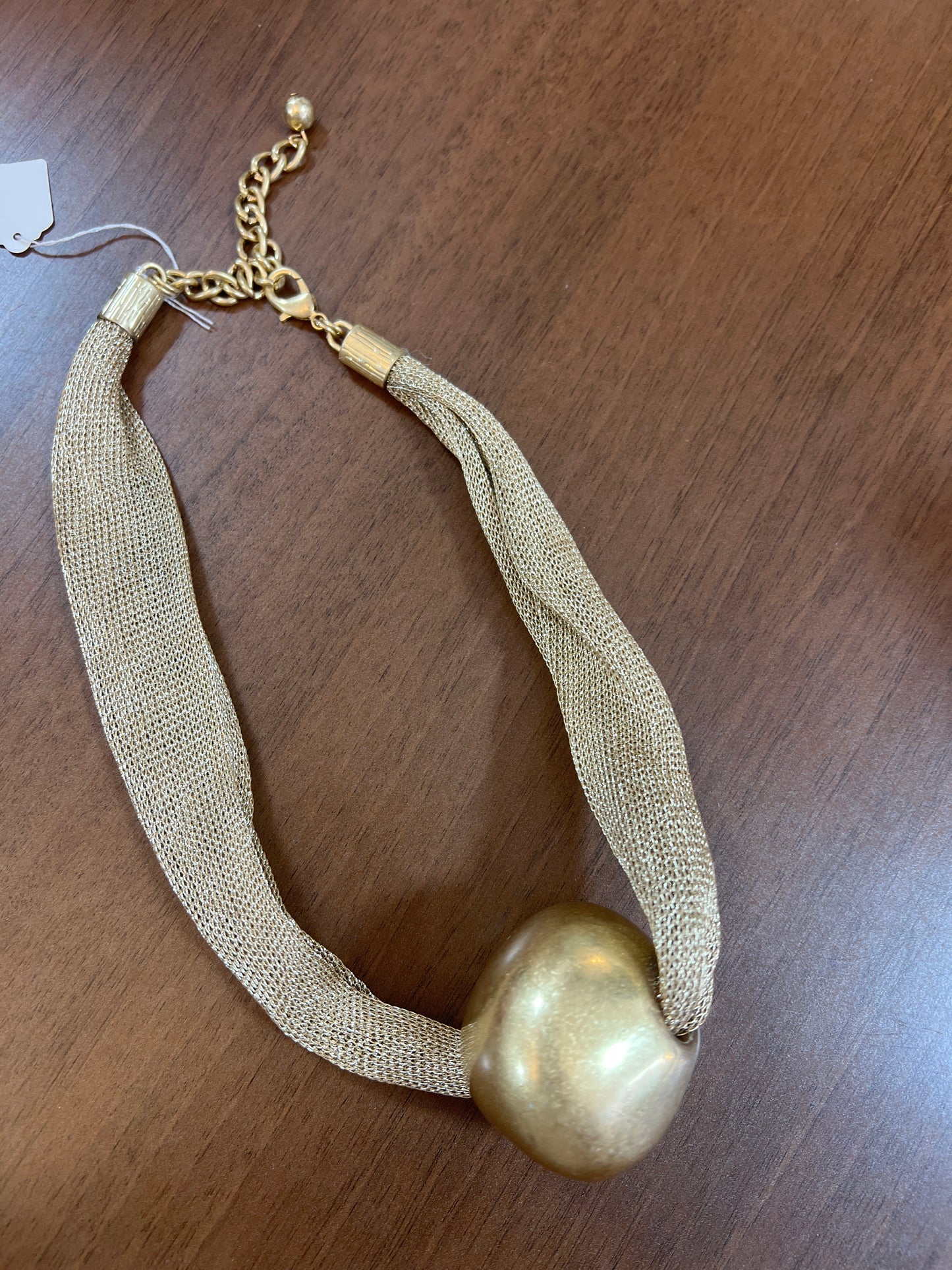 Gold Ball & Mesh Statement Necklace