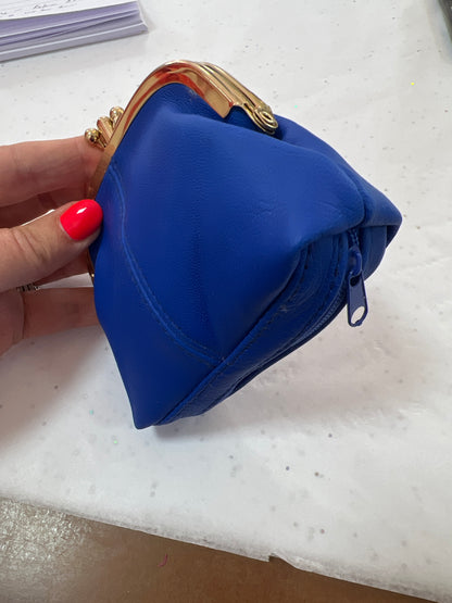 Cobalt Blue Leather Double Compartment Purse