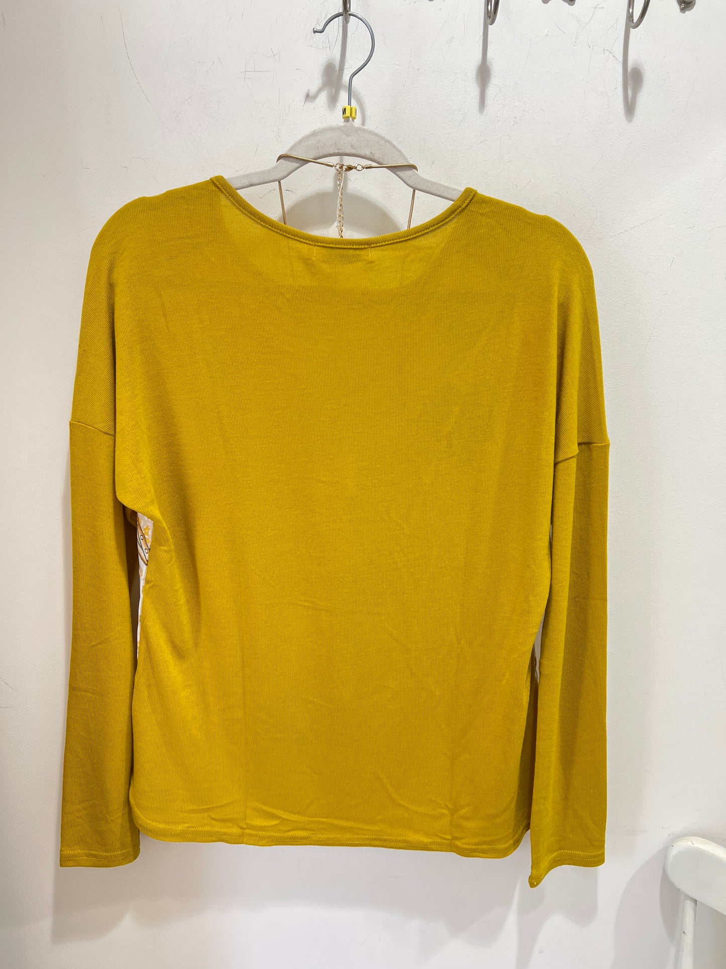Mustard Floral Print Long Sleeve Top