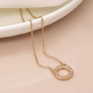 POM Golden Crystal Inset Hoop Necklace