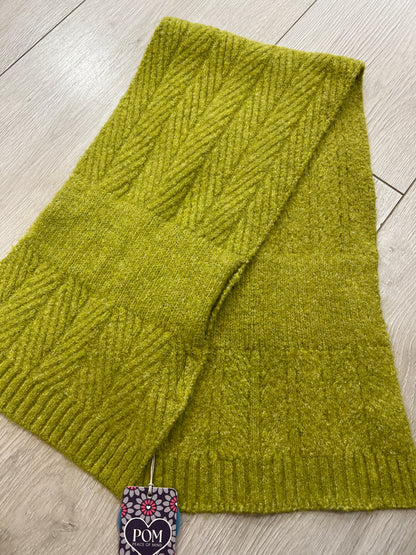 POM Chartreuse Green Hat & Scarf Set