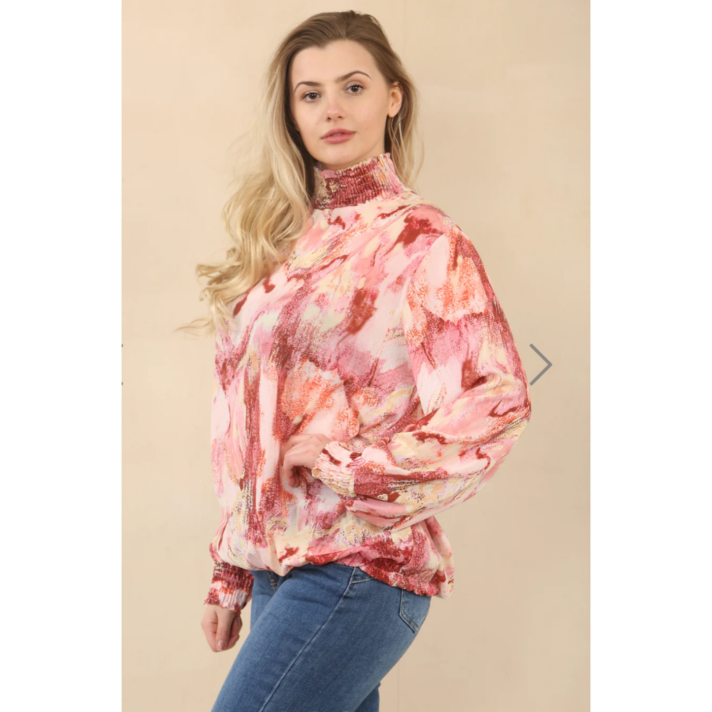 Pixie Tie Dye High Neck Top Blush