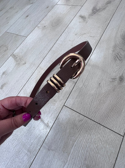 Light Brown Leatherette & Gold Belt