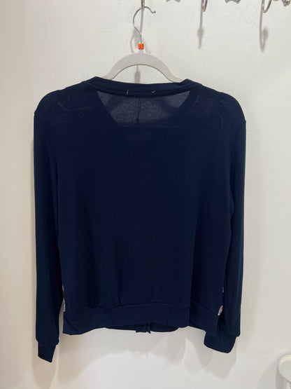 Navy Printed Button Front Cardigan