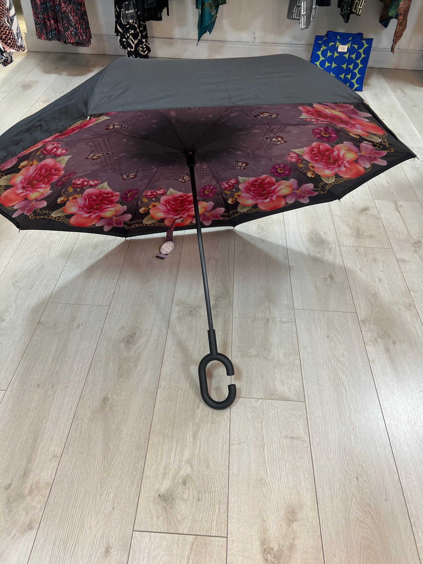 Upside Down Umbrella Flowers & Butterflies