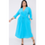 Plain turquoise plus size curvy dress with sleeves