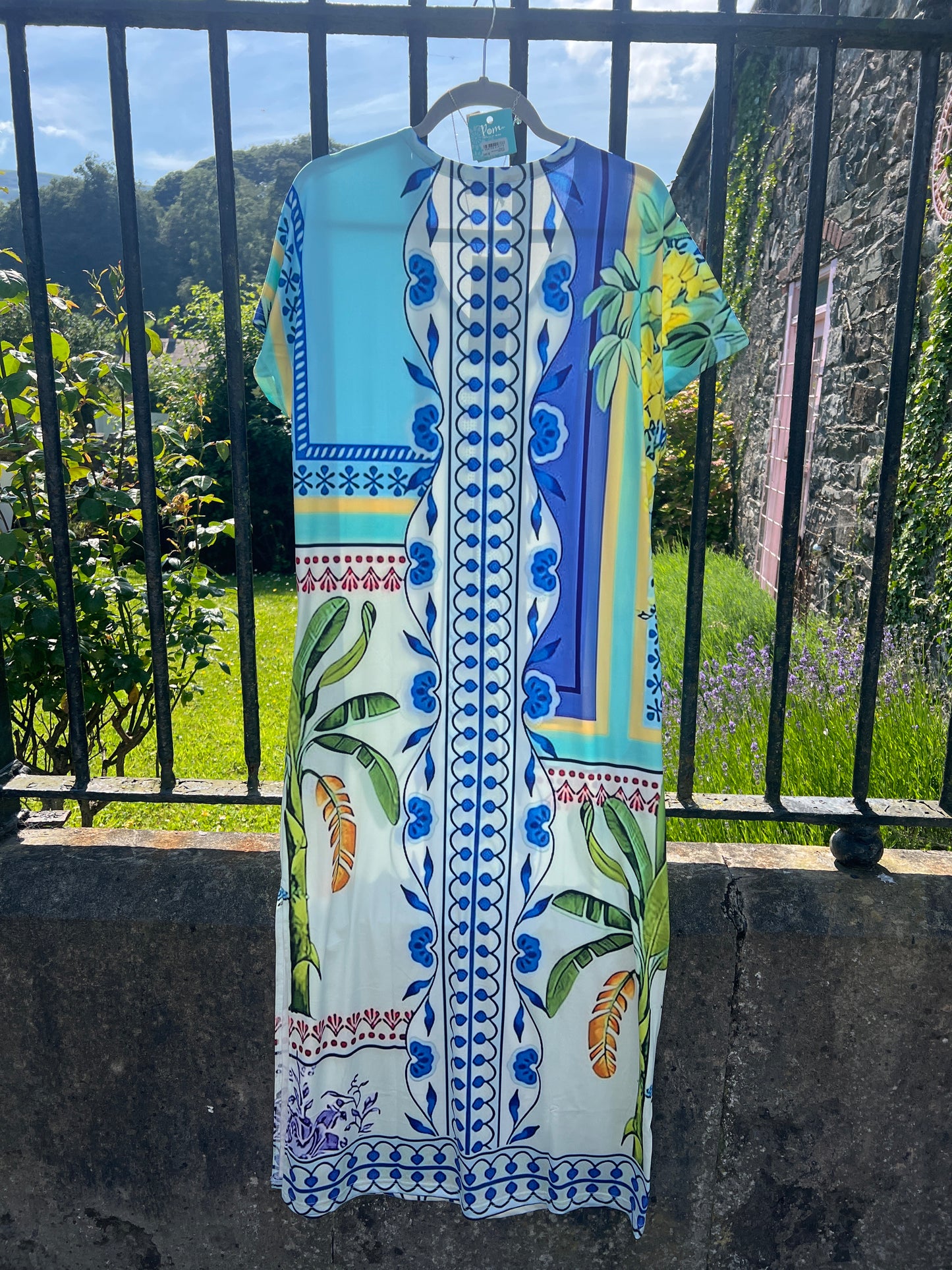 Mediterranean Floral Crystal Embellished Maxi Dress