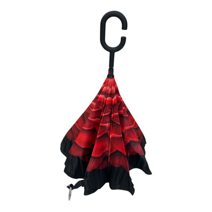 Upside Down Umbrella Red & Black Flower