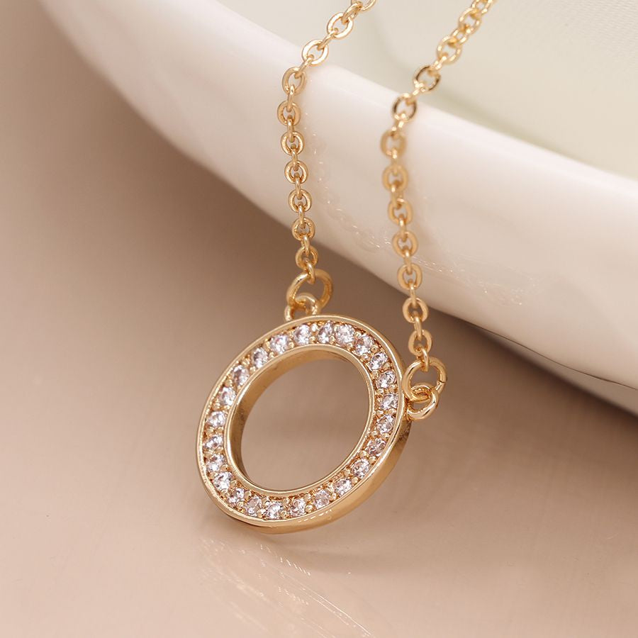 POM Golden Crystal Inset Hoop Necklace