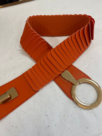 Stretch Waist Belt Orange & Gold